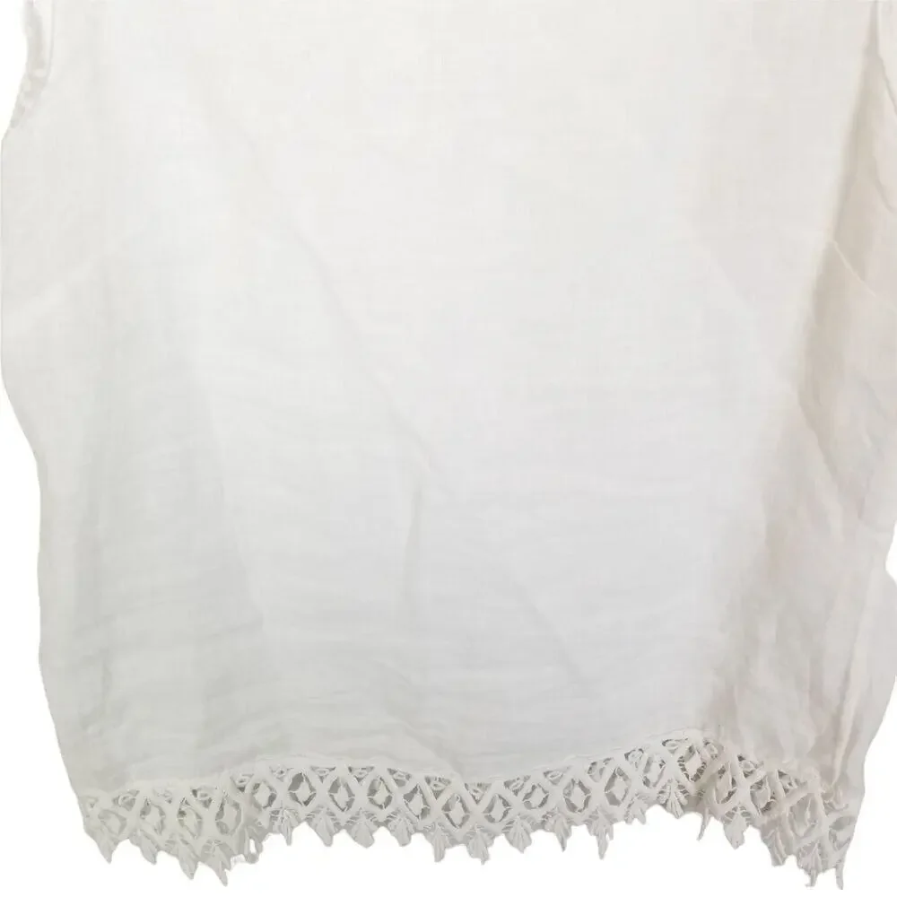 Valentina Naldi Tank Top M White Minimalist Coastal Lagenlook Resort Travel - Picture 3 of 7